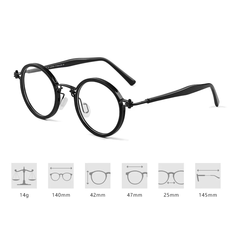 Designer Reproduction Japanese Style Vintage round Glasses Frame Titanium Acetate Eyeglasses Women Men Ultralight Eyewear