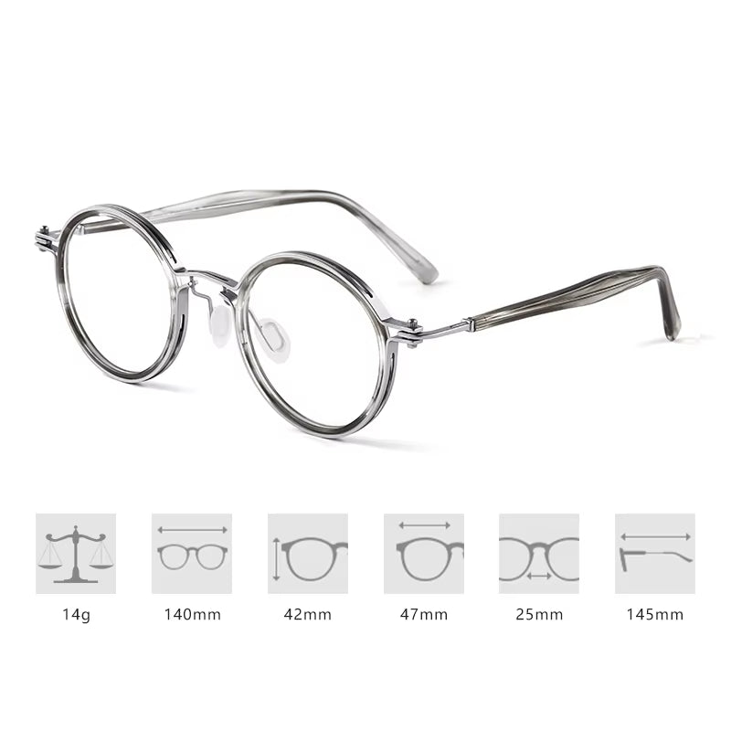 Designer Reproduction Japanese Style Vintage round Glasses Frame Titanium Acetate Eyeglasses Women Men Ultralight Eyewear