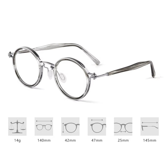 Designer Reproduction Japanese Style Vintage round Glasses Frame Titanium Acetate Eyeglasses Women Men Ultralight Eyewear