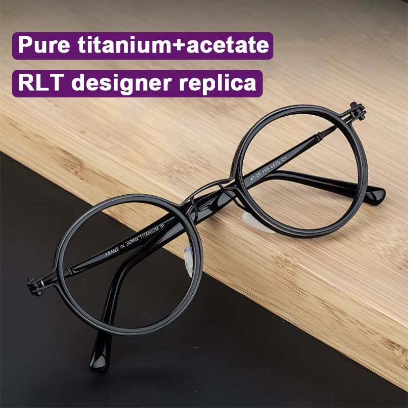 Designer Reproduction Japanese Style Vintage round Glasses Frame Titanium Acetate Eyeglasses Women Men Ultralight Eyewear