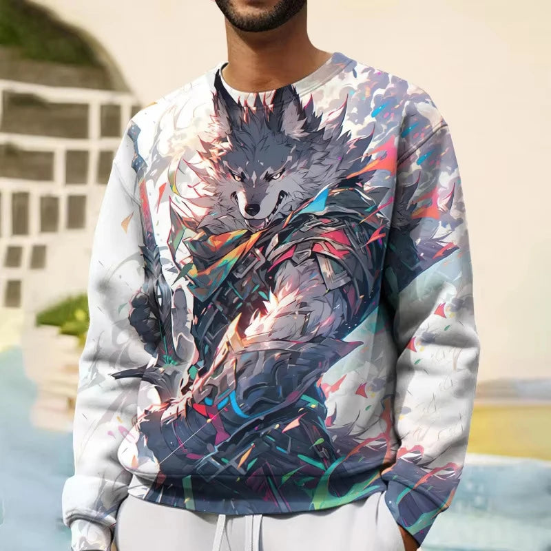 Japanese Style Tiger 3D Print Long Sleeve T-Shirts Streetwear Loose Men Unisex Harajuku round Neck Oversized Tshirt Clothes