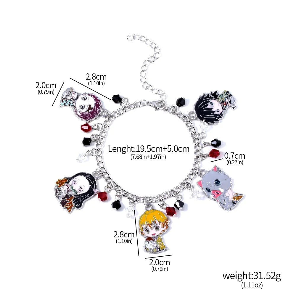 Japanese Anime Demon Slayer Kimetsu No Yaiba DIY Charm Bracelet Kamado Nezuko Men Women Pendant Cosplay Props Bracelet Jewelry