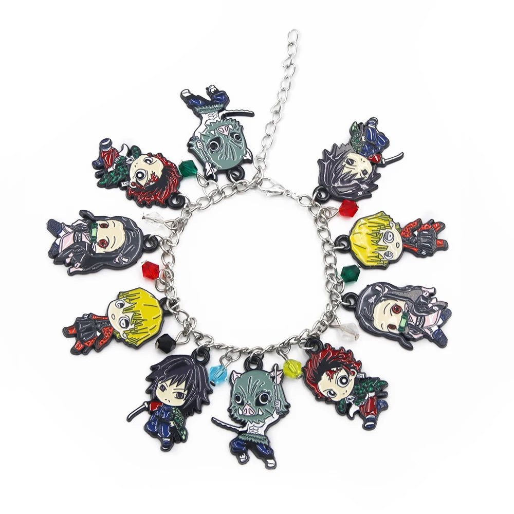 Japanese Anime Demon Slayer Kimetsu No Yaiba DIY Charm Bracelet Kamado Nezuko Men Women Pendant Cosplay Props Bracelet Jewelry