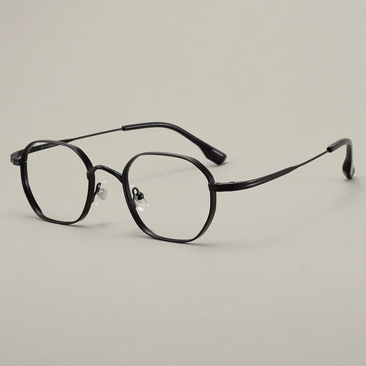 Designer Style Replica Luxury Ultra Light Pure Titanium Glasses Retro Fashion Womens Mens Polygon Eyewear Frame Japanese Korean