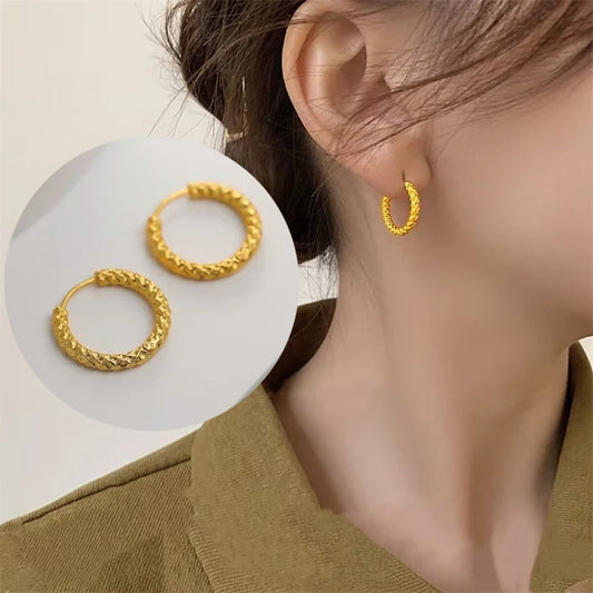 316L Stainless Steel New Fashion Fine Jewelry Japanese Minimalist Style 1.5Cm round 8 Different Figure Stud Earrings for Women