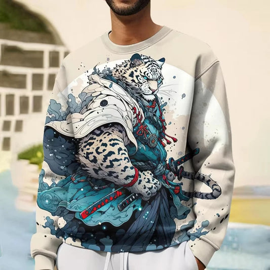 Japanese Style Tiger 3D Print Long Sleeve T-Shirts Streetwear Loose Men Unisex Harajuku round Neck Oversized Tshirt Clothes