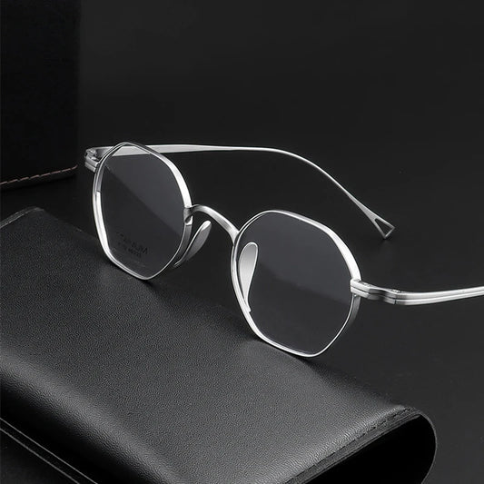 Japanese Luxury Brand Replication Retro Polygonal Small Eyeglasses Men Women Pure Titanium Glasses Frame Korean Japan Style