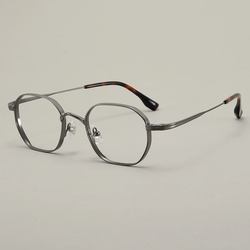 Designer Style Replica Luxury Ultra Light Pure Titanium Glasses Retro Fashion Womens Mens Polygon Eyewear Frame Japanese Korean