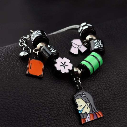 Japanese Anime Demon Slayer Kimetsu No Yaiba DIY Charm Bracelet Kamado Nezuko Men Women Pendant Cosplay Props Bracelet Jewelry