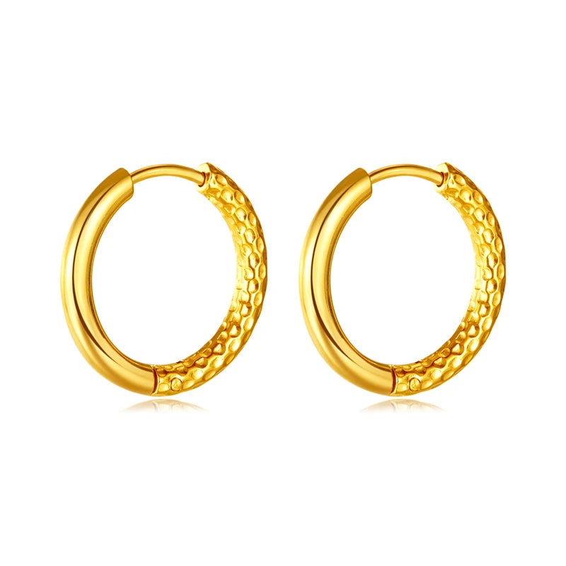 316L Stainless Steel New Fashion Fine Jewelry Japanese Minimalist Style 1.5Cm round 8 Different Figure Stud Earrings for Women