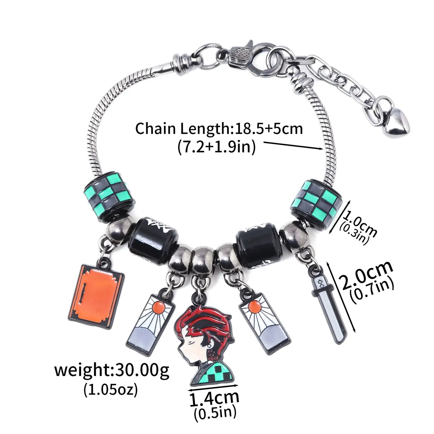 Japanese Anime Demon Slayer Kimetsu No Yaiba DIY Charm Bracelet Kamado Nezuko Men Women Pendant Cosplay Props Bracelet Jewelry