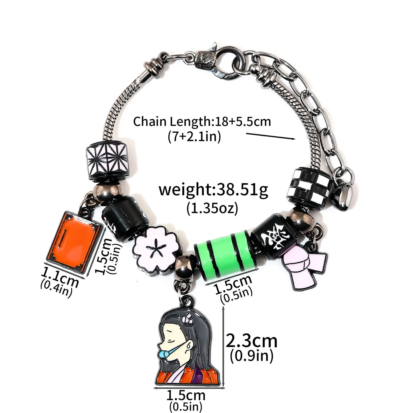 Japanese Anime Demon Slayer Kimetsu No Yaiba DIY Charm Bracelet Kamado Nezuko Men Women Pendant Cosplay Props Bracelet Jewelry