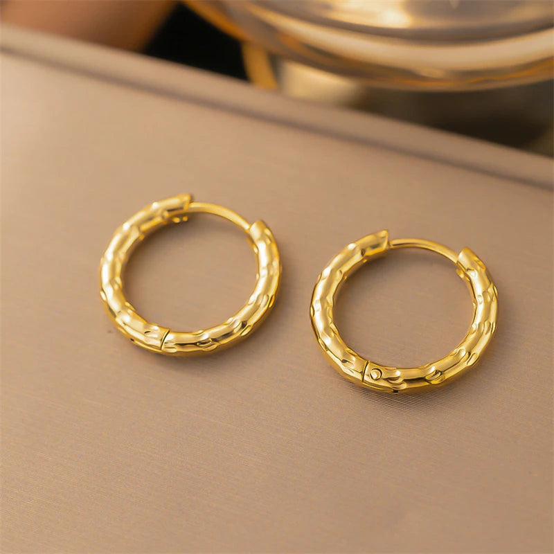 316L Stainless Steel New Fashion Fine Jewelry Japanese Minimalist Style 1.5Cm round 8 Different Figure Stud Earrings for Women