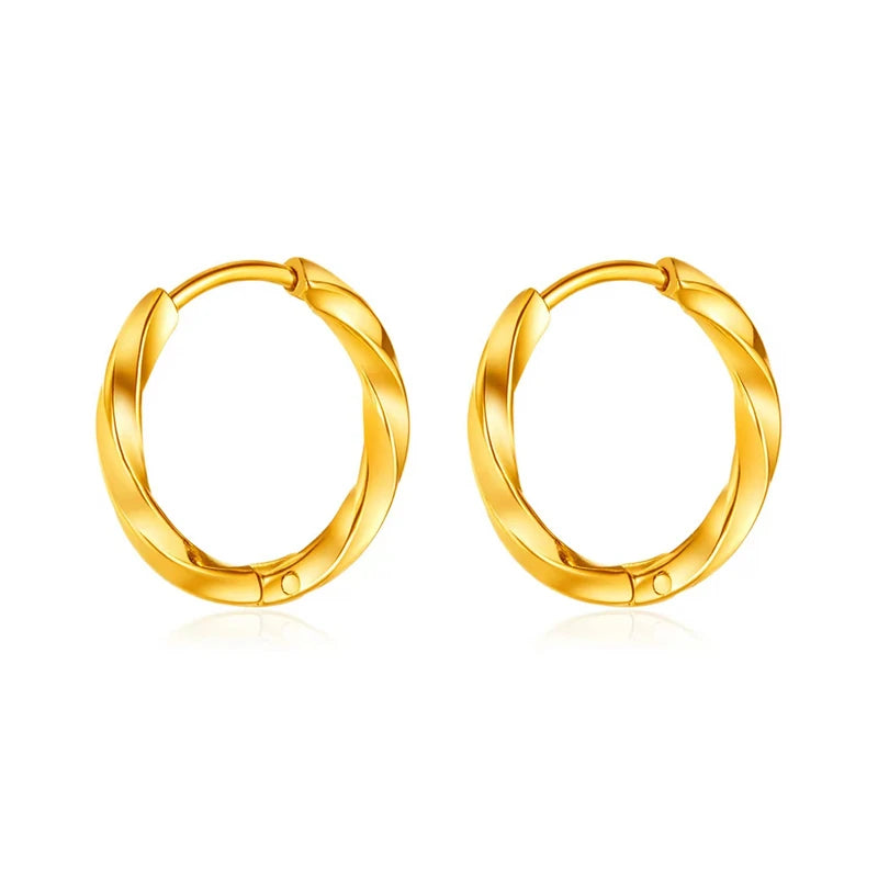 316L Stainless Steel New Fashion Fine Jewelry Japanese Minimalist Style 1.5Cm round 8 Different Figure Stud Earrings for Women