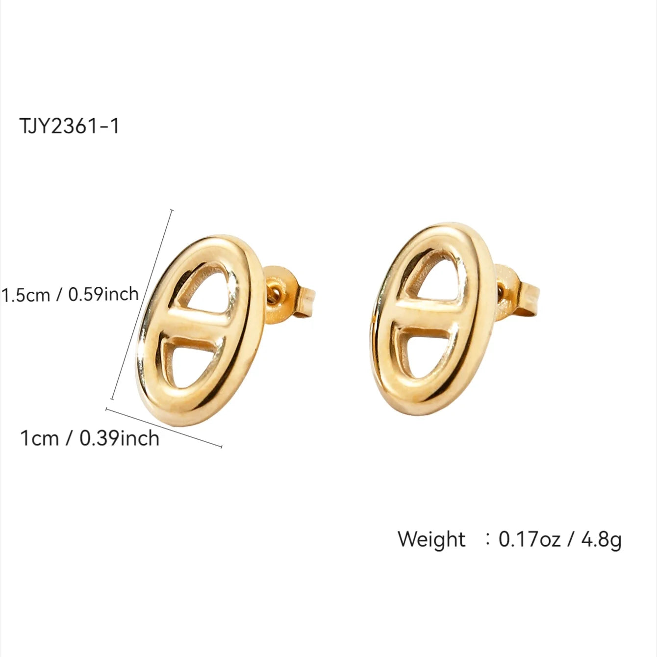 Japanese & Korean Minimalist, Versatile, Cool-Tone,Unique,Niche Stainless Steel 18K Gold-Plated Pig Nose Stud Earrings for Women
