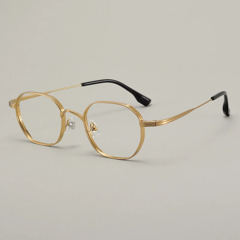Designer Style Replica Luxury Ultra Light Pure Titanium Glasses Retro Fashion Womens Mens Polygon Eyewear Frame Japanese Korean