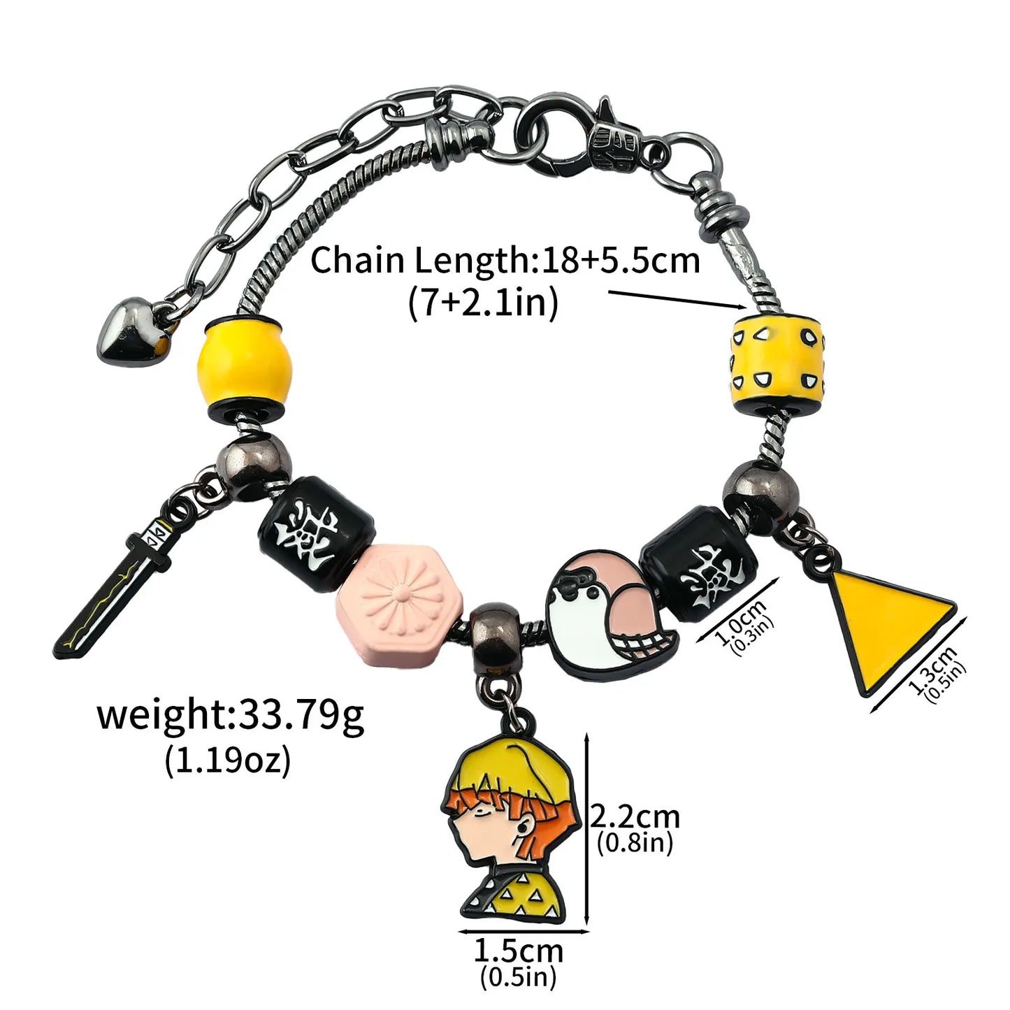 Japanese Anime Demon Slayer Kimetsu No Yaiba DIY Charm Bracelet Kamado Nezuko Men Women Pendant Cosplay Props Bracelet Jewelry