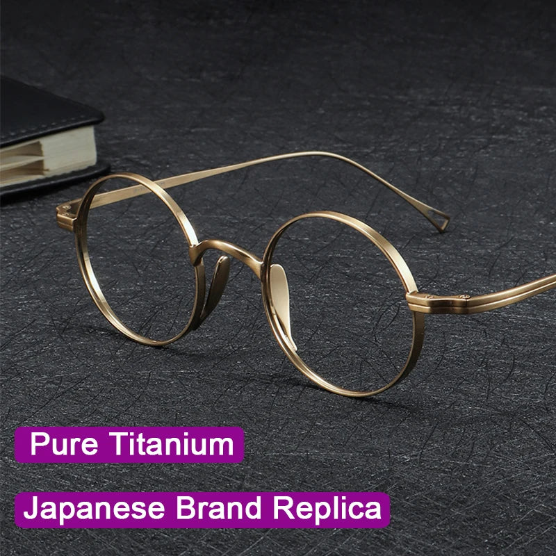 Japanese Style Handmade Replica Retro round Glasses Frames KMN99 Men Pure Titanium Eyeglasses Luxury anti Blue Light Eyewear
