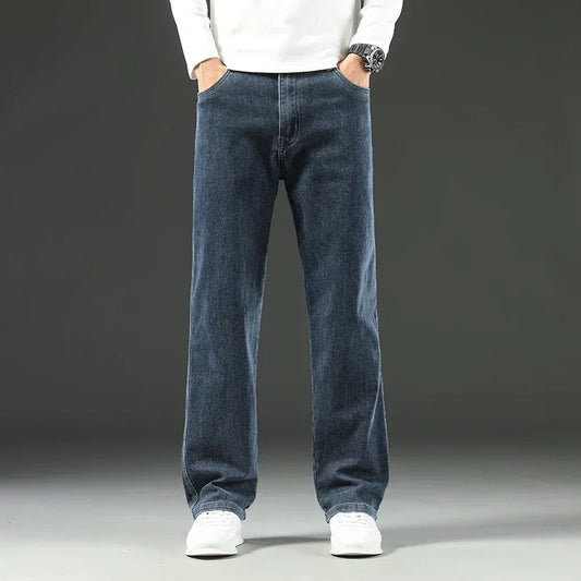 2025 New Spring and Autumn Men'S Jeans, Loose, Comfortable, Straight, Business Casual, Versatile Wide-Leg Business Trousers