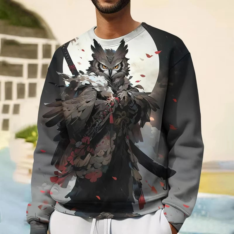 Japanese Style Tiger 3D Print Long Sleeve T-Shirts Streetwear Loose Men Unisex Harajuku round Neck Oversized Tshirt Clothes