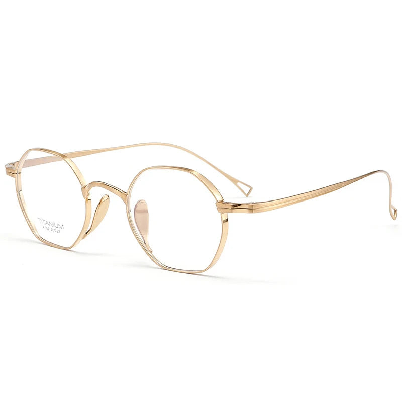 Japanese Luxury Brand Replication Retro Polygonal Small Eyeglasses Men Women Pure Titanium Glasses Frame Korean Japan Style
