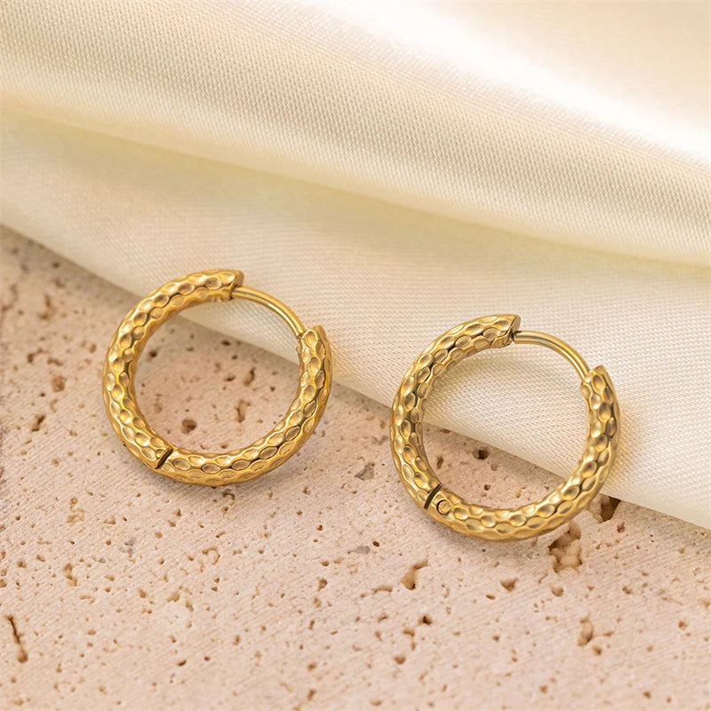 316L Stainless Steel New Fashion Fine Jewelry Japanese Minimalist Style 1.5Cm round 8 Different Figure Stud Earrings for Women