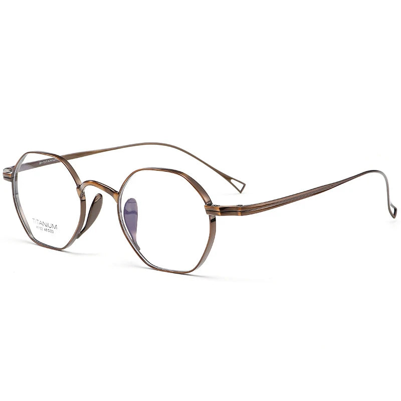 Japanese Luxury Brand Replication Retro Polygonal Small Eyeglasses Men Women Pure Titanium Glasses Frame Korean Japan Style