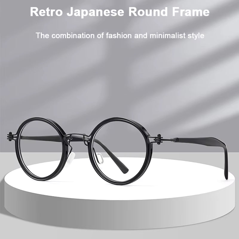 Designer Reproduction Japanese Style Vintage round Glasses Frame Titanium Acetate Eyeglasses Women Men Ultralight Eyewear