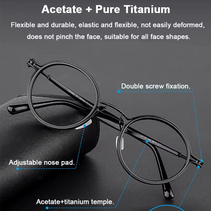 Designer Reproduction Japanese Style Vintage round Glasses Frame Titanium Acetate Eyeglasses Women Men Ultralight Eyewear