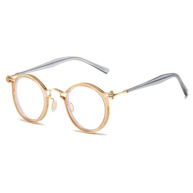 Top Quality Retro round Glasses Frame Japanese Handmade Titanium Ultralight Men Eyeglasses Women Eyewear Acetate Korean Fashion