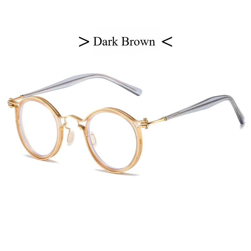 Top Quality Retro round Glasses Frame Japanese Handmade Titanium Ultralight Men Eyeglasses Women Eyewear Acetate Korean Fashion