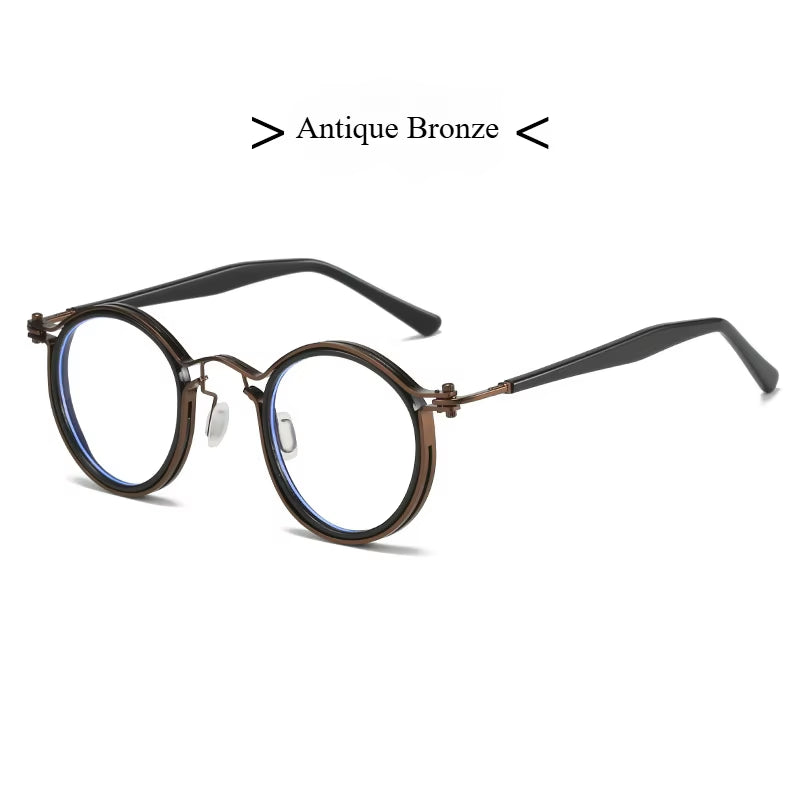 Top Quality Retro round Glasses Frame Japanese Handmade Titanium Ultralight Men Eyeglasses Women Eyewear Acetate Korean Fashion