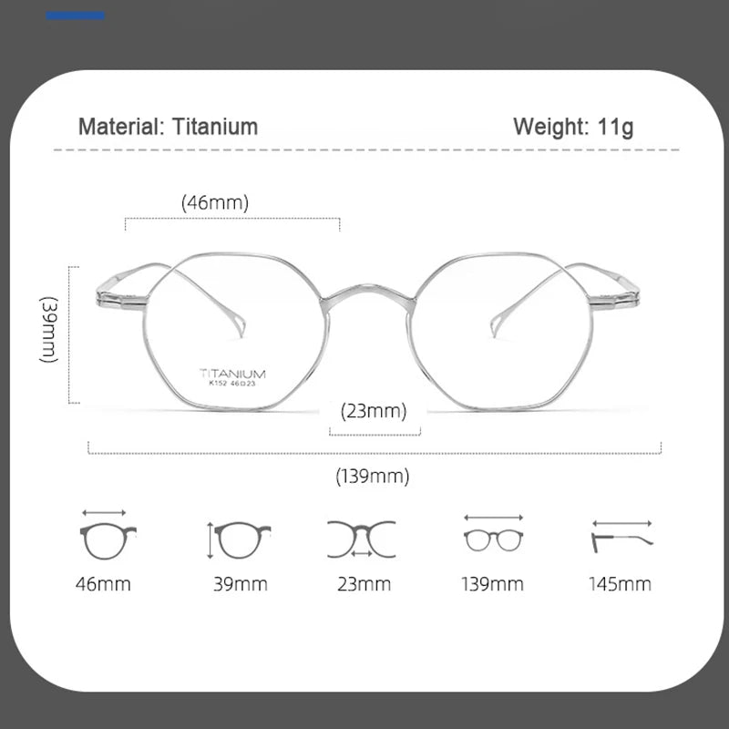 Japanese Luxury Brand Replication Retro Polygonal Small Eyeglasses Men Women Pure Titanium Glasses Frame Korean Japan Style