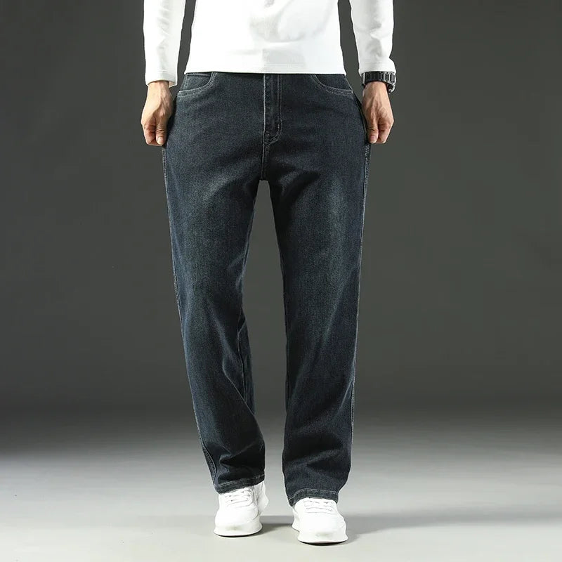 2025 New Spring and Autumn Men'S Jeans, Loose, Comfortable, Straight, Business Casual, Versatile Wide-Leg Business Trousers