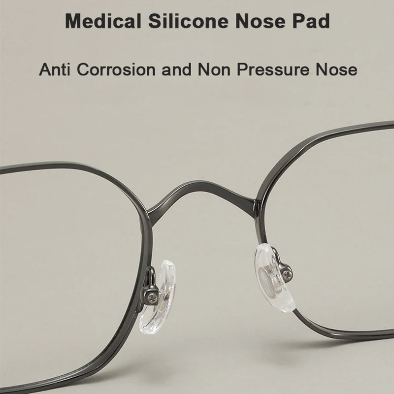 Designer Style Replica Luxury Ultra Light Pure Titanium Glasses Retro Fashion Womens Mens Polygon Eyewear Frame Japanese Korean