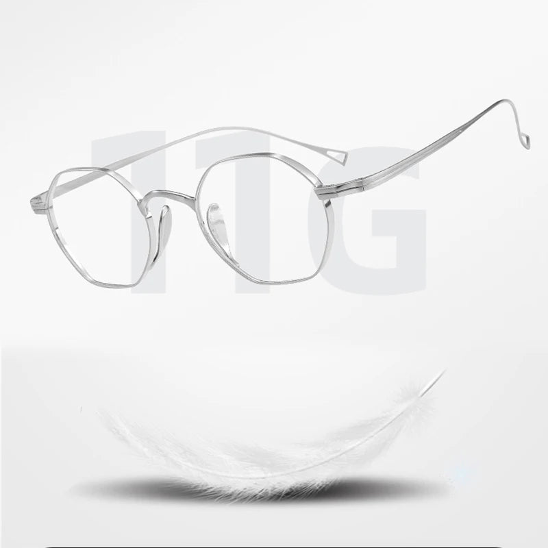 Japanese Luxury Brand Replication Retro Polygonal Small Eyeglasses Men Women Pure Titanium Glasses Frame Korean Japan Style