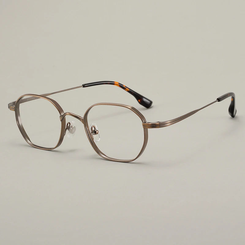 Designer Style Replica Luxury Ultra Light Pure Titanium Glasses Retro Fashion Womens Mens Polygon Eyewear Frame Japanese Korean